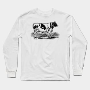 Holstein Bull Black and White Vintage Illustration Long Sleeve T-Shirt